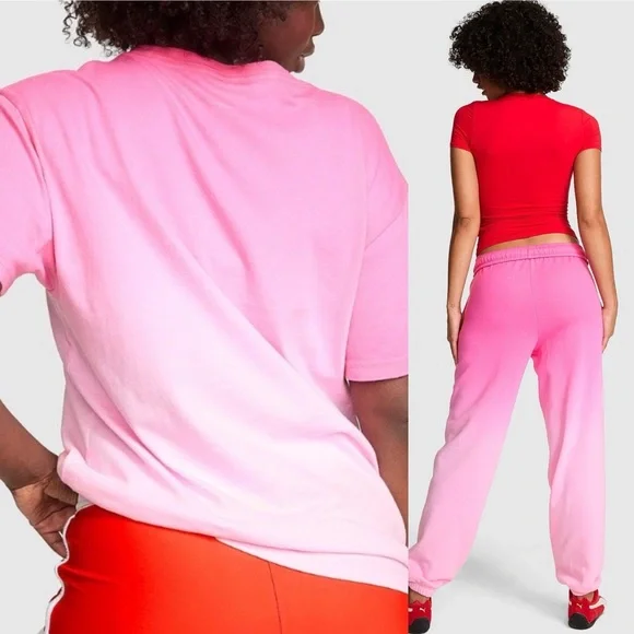Victoria’s Secret PINK Lollipop XS Dip-Dye Campus Tee & Matching SM Sweatpants - Picture 2 of 7